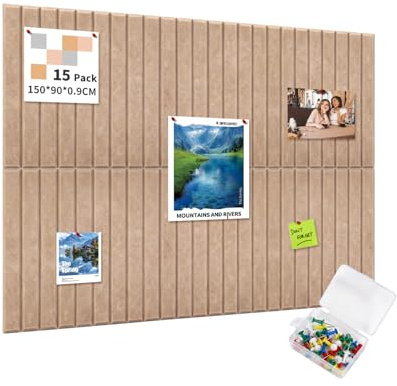 AsmeSonic Tableau Liège Adhésif 150x90cm 15 Panneaux Camel Foncé
