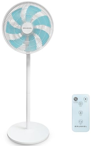 Grunkel FS-14PR Ventilador de Pie Ultrasilencioso de 36cm 14” | 12 Velocidades | 7 Aspas | Oscilación 100° | Temporizador 12h | Mando a Distancia | 30W