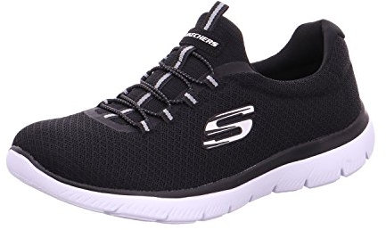 Skechers Damen Summits Sneaker, Black White, 37.5 EU