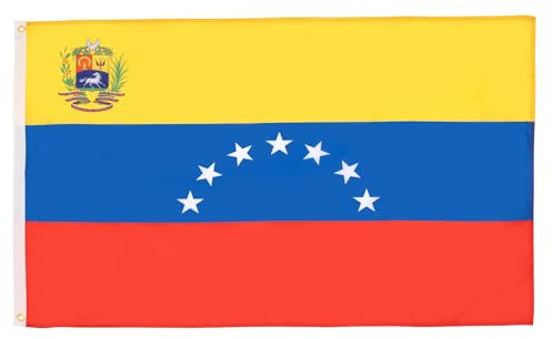 AZ FLAG - Bandera Venezuela Antigua Con Escudo - 90x60 cm - Bandera Venezuelana Con Armas 100% Poliéster Con Ojales de Metal integrados - 50g - Colores Vivos Y Resistente A La Decoloración