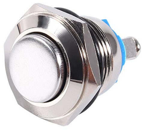 Keenso Interruttore a Pulsante Momentaneo in Metallo, Pulsante di Avvio Antipolvere Impermeabile ON/OFF con 2 morsetto a vite per foro di montaggio 5 mm 5/8 casa auto