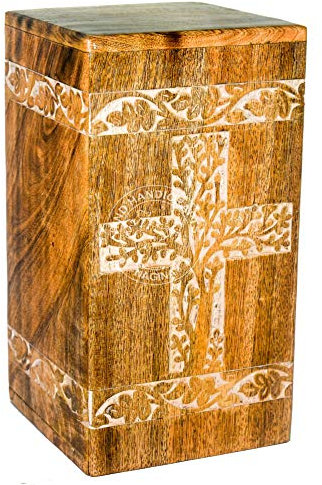 HIND HANDICRAFTS Urne funéraire en bois pour cendres humaines pour adulte - Urne funéraire en palissandre pour cendres - Urne funéraire pour Columbarium