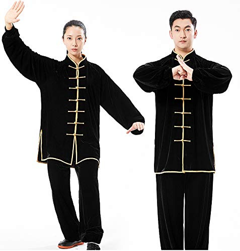 XPF Abbigliamento Tai Chi Oro Velluto Autunno E Inverno Ispessimento Abbigliamento Arti Marziali Abbigliamento Sportivo Esercizio,A-XL
