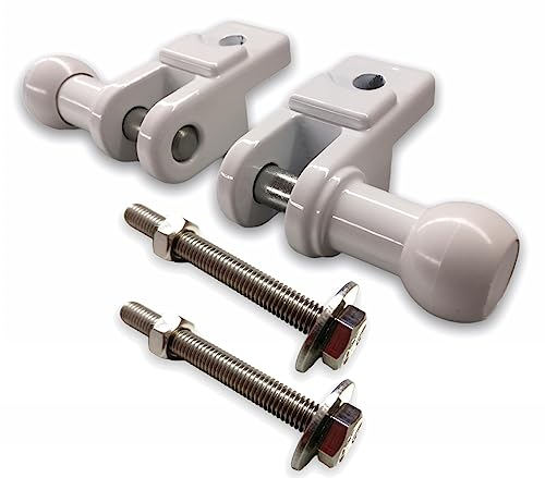 Teletoldo Set di 2 supporti per braccio per ringhiera bianchi per baldacchino balcone ● Mano destra + sinistra ● Alluminio con molla retrattile ● Include viti inox