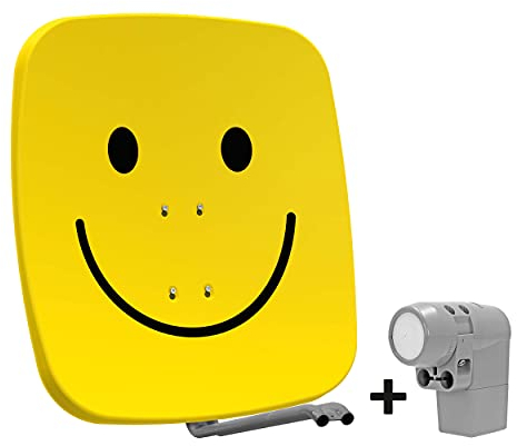 TechniSat SATMAN 65 Plus - Antenne parabolique pour 8 abonnés (Miroir Satellite 65 cm, Support de mât et UNYSAT Universal-Octo LNB dans Un boîtier de Protection Contre Les intempéries) Smiley
