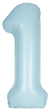 Giant Foil Number 1 Balloon - 86 cm - Matte Baby Blue