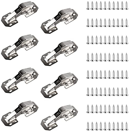 EFUTURETIME 8 x Schrank Scharniere Schranktür Softclose Aufschraubscharnier mit Feder 90°, 113×43 mm Möbelscharnier mit Hydraulische Dämpfung für Schrank