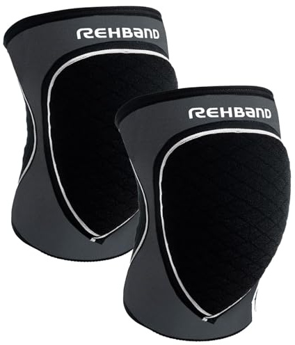 Rehband Knee Pads for Dodgeball, Handball & Indoor Sports, Neoprene Knee Sleeve Protector, Comfortable & Snug Fit, Shock-absorbing Sports Knee Pads Unisex, Colour:Steel Grey - 1 Pair, Size:XX-Large