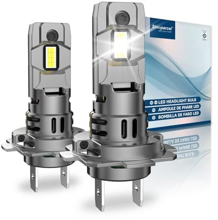 Sinoparcel H7 LED Headlight Bulb, Super Bright Cool White H7 Headlight Bulb for Low/High Beam Headlamp, Fog Light, with Cooling Fan, Canbus Error Free, IP67, Pack of 2