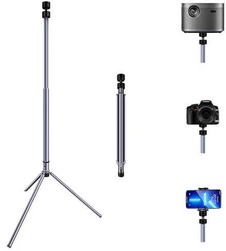 SKERELL Beamer Ständer, Beamer Stativ Tragbarer leichtes Projektorständer, Höhenverstellbar von 66.8 bis 92cm Aluminium Klappbar Stabil Projektor Ständer mit 360° Rädern perfekt für Projektor, Kamera