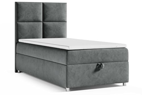 Best For Home Trinity K2 Boxspringbett Single Bonellfederkern | Boxspringbett mit Matratze und Topper | Boxspringbett 90x200 mit Bettkasten| Einzelbett | Polsterbett - Lieferung an die Bordsteinkante