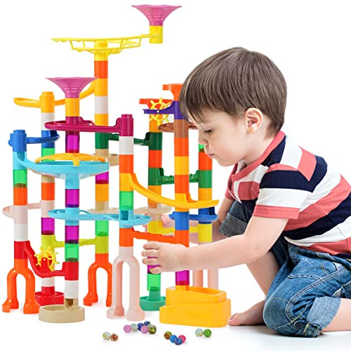 166 Piezas – Marble Rush de Colores, Canicas para Niños Fácil de armar, Resistente y Duradero Circuito canicas Apto para Niños Mayores de 3 Años