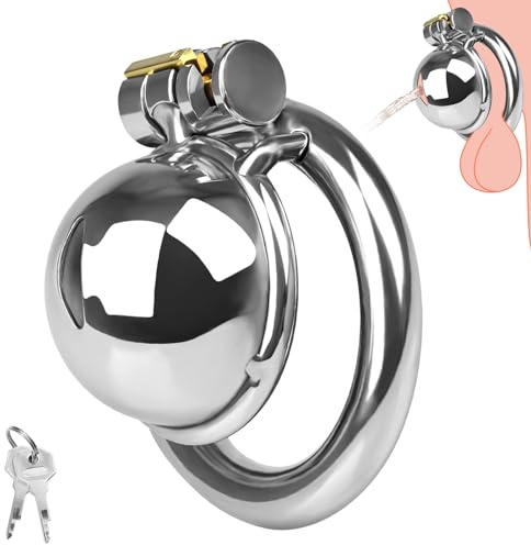SXOVO Chastity Cage Piccola in Acciaio Inossidabile Gabbia Castità per Uomo in Metallo Sex Toys Uomo per Feticisti degli Schiavi Bondage Estremo Castità del Pene BDSM Toys Sessuali per Uomini (L)