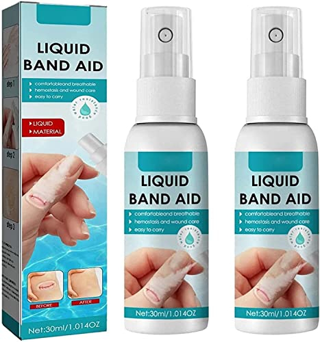 Benda spray liquida, fascia per pelle liquida, cerotto liquido traspirante per la cura delle ferite, benda liquida impermeabile per ferite screpolate ad asciugatura rapida (2 pezzi)