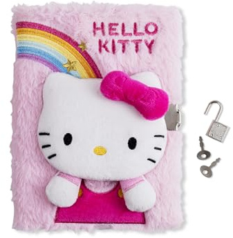 Hello Kitty Girls 3-D Secret Diary with Lock A5 Lined Plush Notebook for School