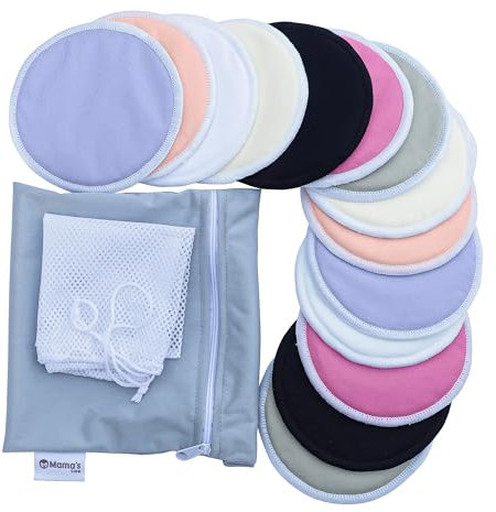 Mama’s Care Reusable Nursing Pads 14-Pack (Large 4.8″) – Ultra-Soft 4-Layer Viscose Breast Pads for Breastfeeding & Leaking – Includes Storage Bag & Laundry Bag – Leakproof, Washable & Eco-Friendly