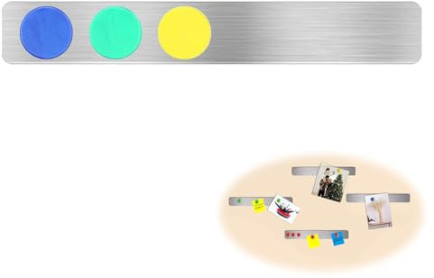 Magnettafel Memotafel, Magnettafel, Selbstklebende Magnetboard, 1 Stück Selbstklebend Magnetleisten mit 3 Stück Runden Starke Magnete für Büro, Pinnwand, Fotowand, Dokumente und Kühlschrank, 30x2.8cm