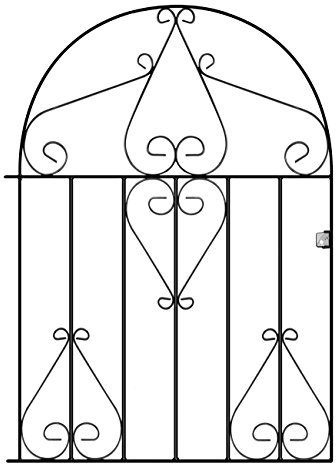 Classic Scroll Low Bow Top Metal Garden Gate Galvanised Wrought Iron Style Swing Gate (991mm Gap x 1257mm High CLBZP53)