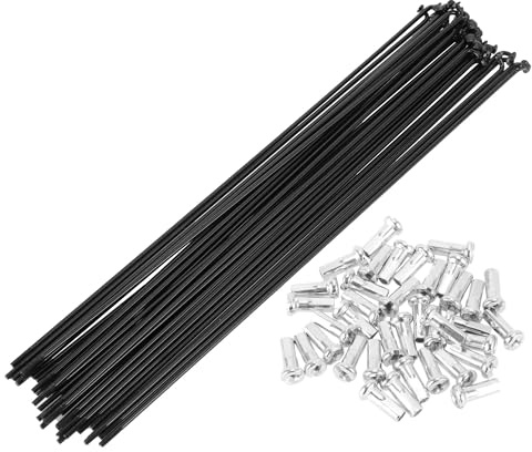 BULLSPANN Kit De Rayons Et Mamelons De Vélo Noir 1 Kit Acier Au Carbone