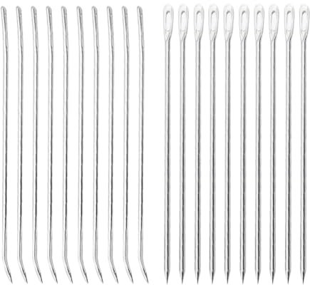 FSSTUD 20 Pcs Stainless Steel Cooking Needles Goose Poultry Needles Turkey Roasting Needle Metal Rotisserie Needle Meat Trussing Tying Needle Pork Sewing Up Needles for Securing Stuffed Chicken