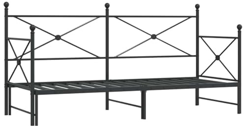 vidaXL Dagbädd med rull utan madrass svart 75x190 cm stål