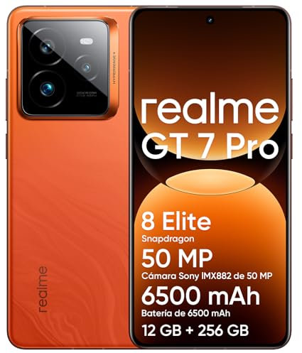 realme GT 7 Pro 5G Smartphone 12+256GB, Processore Snapdragon 8 Elite, Fotocamera AI Ultra-clear Snap, 6,78 120Hz Display RealWorld Eco, Batteria da 6500mAh, IP69,Android 15,Arancione,Con Adattatore