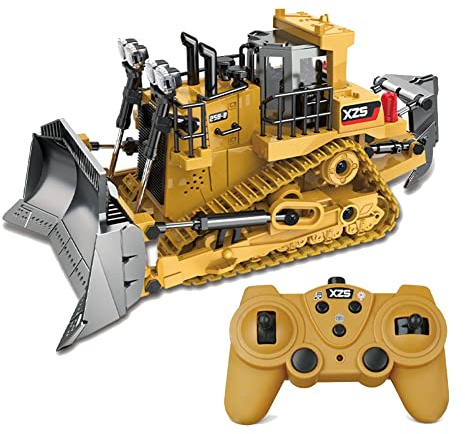 Lonrtesw 1:24 2.4GHz 9 Canaux TéLéCommande Tracteur Jouet Bulldozer RC Alliage D'Aluminium IngéNierie Tracteur pour Enfants Style A