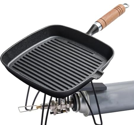 Ocastuted Sartén Grill Para Cocina Interior, Plancha Hierro Fundido Para Tortitas, Utensilio De Cocina Ergonómico y Resistente Al Calor, Plancha Portátil Para Hogar y Restaurante