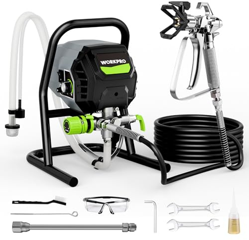 WORKPRO Pulvérisateur de Peinture Airless 700 W, 2900 PSI/200 Bar Haute Efficacité sans Dilution avec Rallonge, Pistolet à Peinture Électrique pour Intérieur, Extérieur, Meubles, Clôtures et Plafonds