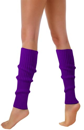 Winter Stulpen Damen Häkelarbeit Gestrickte Leg Warmers Modisch und Vielseitig Warm und Bequem Geeignet für Winter Frühling und Herbst (01 Lila, One Size)