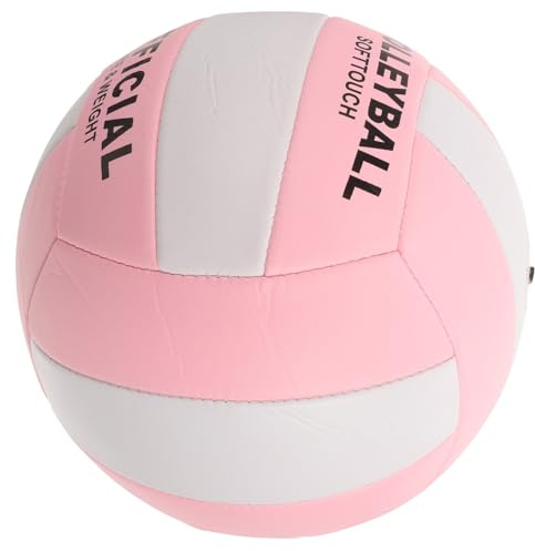 Mikinona Ballon de Volley D'entraînement Souple en PU Rose pour Usage Intérieur Élasticité et Durabilité, pour Débutants et Joueurs Confirmés