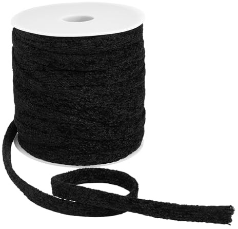 BENECREAT Cordón Plano Negro de 22.5 m, Cuerdas Planas de Repuesto de Poliéster de 12mm de Ancho con Carretes de Plástico para Pantalones Deportivos, Abrigos, Chaquetas, Suéter, Pantalones Cortos