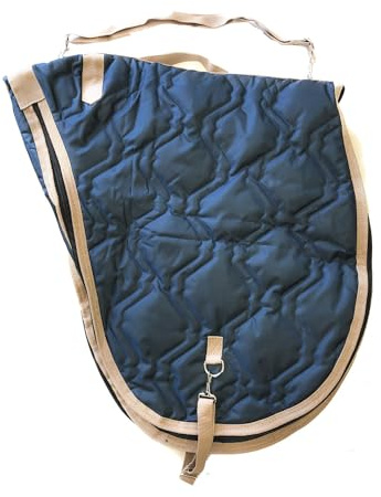 AJ Tack English Padded Saddle Carrier, Water-Resistant 420D Nylon Saddle Bag with Full Zipper Enclosure, Interior Securing Straps, Adjustable Shoulder Strap, Fits Most English Saddles, Navy Blue
