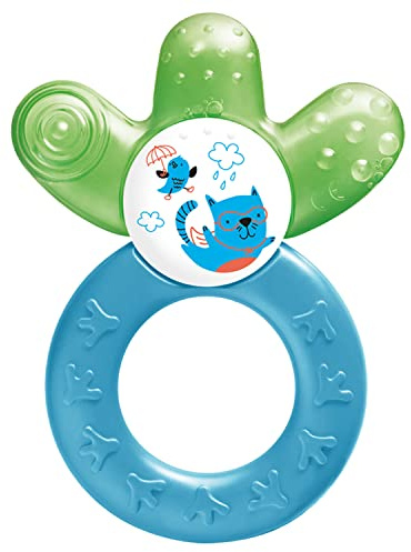 MAM Cooler Teether | Sensory Teething Toys for Babies | Suitable from 4+ Months | Cooling and Soothing Relief for Painful Gums | Unique Shape and Ergonomic Design | Blue