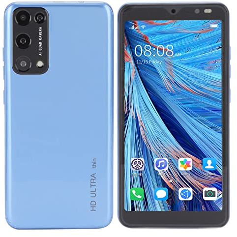 Rino8 Pro-mobiltelefoner, 5,45 Tums Smartphone med Dubbla SIM-kort, 2 GB RAM 32 GB ROM, Ansiktsigenkänning, Tre Kortplatser, 2200 MAh Batteri, 2 MP+5 MP Kamera(Blå)