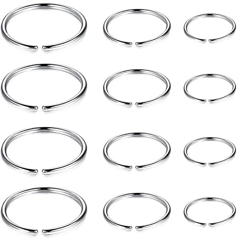 12 näspiercing, näsring, näsring, näspiercing rostfritt stål septum, näsa läpp ring falsk örhängen för septum Tragus Helix näsa läpp öra intim
