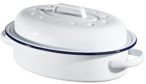 Hairy Bikers BKW1628 Enamelled Cookware, 4 Litre Casserole Dish, PFOA Free, Oven Safe, Dishwasher Safe, White