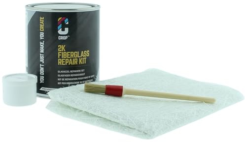 CROP Glasfaser Reparatur-Kit 750ml - 2K Polyesterharz mit Glasfasermatte für Auto Karosserie Reparatur - Professionelles Reparaturset für Kunststoff Metall