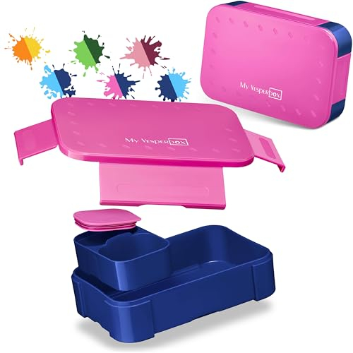 My Vesperbox – Mini Lite - Bento Box Kinder - Lunchbox - extrem robust – Brotdose – Brotbox ideal für Kindergarten und Schule (Lila - Blau)