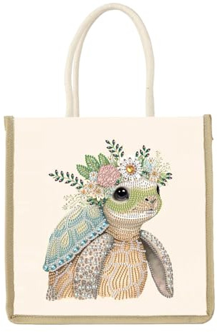 SHEGZHUC 26 x 26 cm diamantmålning shoppingkassar, bärväska, axelväska, diamant, målning, tygväska, bomullsväska, handväska, pysselset, present || sköldpadda sköldpaddor