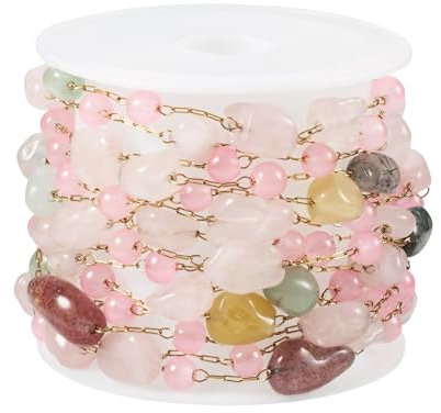 Sparkeads Catene con perline in pietra preziosa naturale da 6,56 metri in acciaio inossidabile 316 Catene satellitari per la creazione di gioielli catene a maglie saldate per donne e uomini fai da te