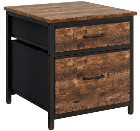 YMYNY Mini Fridge Stand with Storage, Mini Fridge Cabinet with Fabric drawers, 250lbs Heavy-Duty Compact Refrigerator Table for Home, Office, Bedroom,21.7 L x 22.8 W, Rustic Brown HBR008H