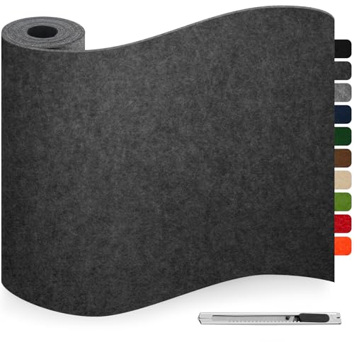 Feltrini Sedie Nero Grigio, Feltro Adesivo Forte, 40x200cm Feltrini per Mobili Pesanti, 3mm de Spessore Moquette Adesiva per Auto, Feltrino Autoadesivo per Sedie, Mobili, DIY, Cornici