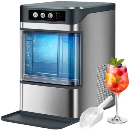 Nugget lce Maker Machine,Chewable Pellet Ice Machine,Self-Cleaning,One-Click Operation,for Home/Kitchen/Office/Bar Party Ice Cube Machine，YH4025