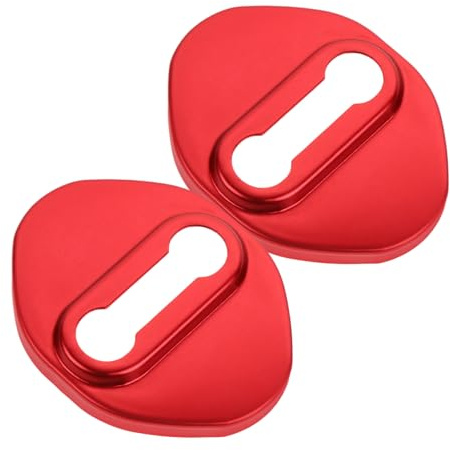 FELTECHELECTR 2 pièces Couvercle de Serrure de Porte Aluminium pour Voiture Accessoire Décoratif Intérieur Résistant et Facile à Installer Lot de Rouge Compatible Modèles
