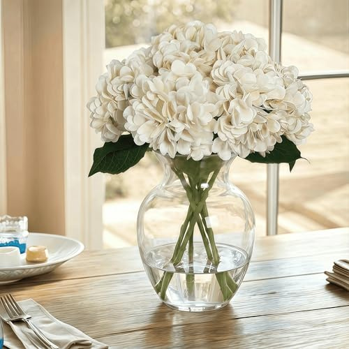 WFYTHMFLS Artificial Flower Hydrangea Fake Hydrangea, Used in The Center of The Family Bathroom Desk Shelf or Wedding Bouquet Decoration, Contains 6 Off White Branches