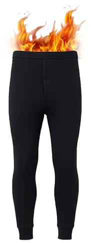 J&A MARTS Men’s Thermal Long Johns Bottoms – Fleece Lined Base Layer Pants | Warm Thermal Underwear Trousers | Stretch Fit Winter Leggings | Black, Grey, White | S–XXL