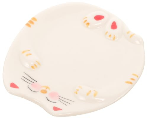 HOMSFOU Palette en Céramique pour Aquarelle et Nail Art Petite Palette 85X75 CM Motif Chat Plateau de Mélange de Couleurs pour Peinture Gouache et Vernis à Ongles