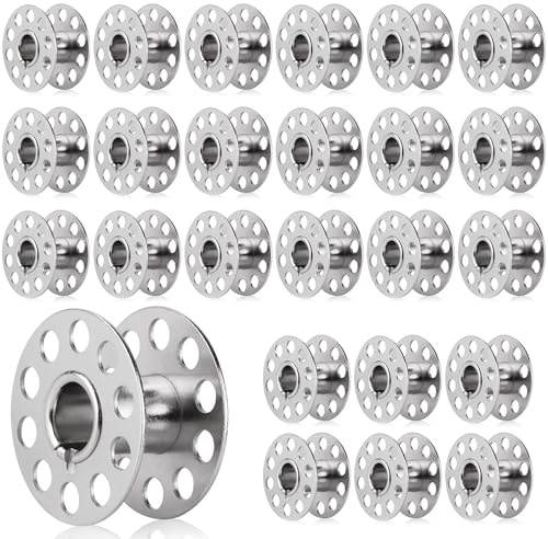 25 Pieces Sewing Machine Bobbins, Universal Metal Bobbins Sewing Machine Bobbin, Empty Metal Bobbins Spool Sewing Spools Compatibility with Brother Janome Singer Toyota Pfaff Bernina
