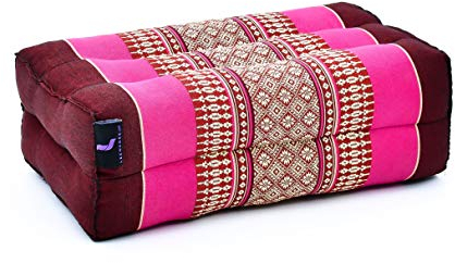 Leewadee bloque de yoga pequeño – Cojín alargado para pilates y meditación, cojín para el suelo hecho de kapok natural, 35 x 18 x 12 cm, Castaño Rosado